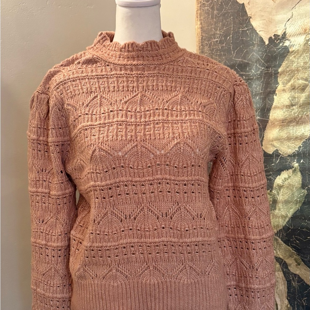 Design History Gathered Puff Sleeve Sweater Size Small